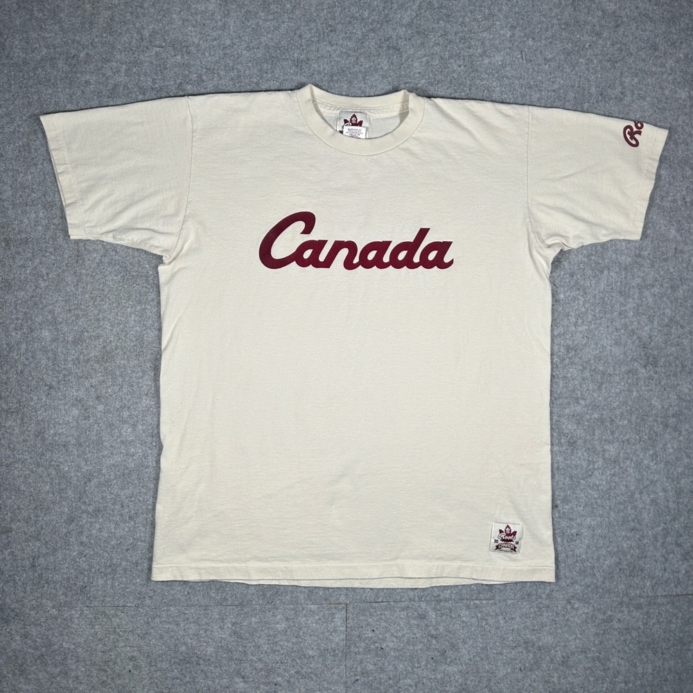 Roots T Shirt Mens Large Cream 2002 Salt Lake City Olympics Canada Vintage Tee